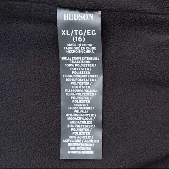 Hudson Kids Puffer Jacket Girls XL (16) High Gloss Deep Black Faux Fur New NWT - Picture 8 of 10